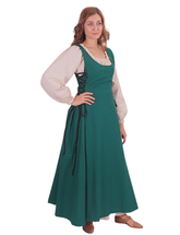 MIRANDA Cotton Forest Green - XV-XVI Century Inspired, Sleeveless Medieval Viking Renaissance Women's Over Dress